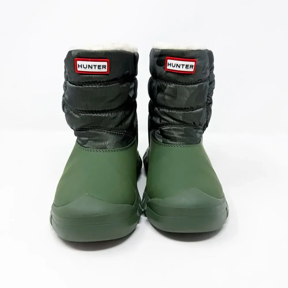 Hunter Green Camo Rain/Snow Boots Boys 10 Side Zip Waterproof EUC Fleece Lined
